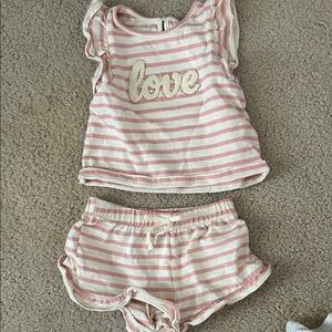 Cat & Jack Pink and White Striped Kids Matching Set
